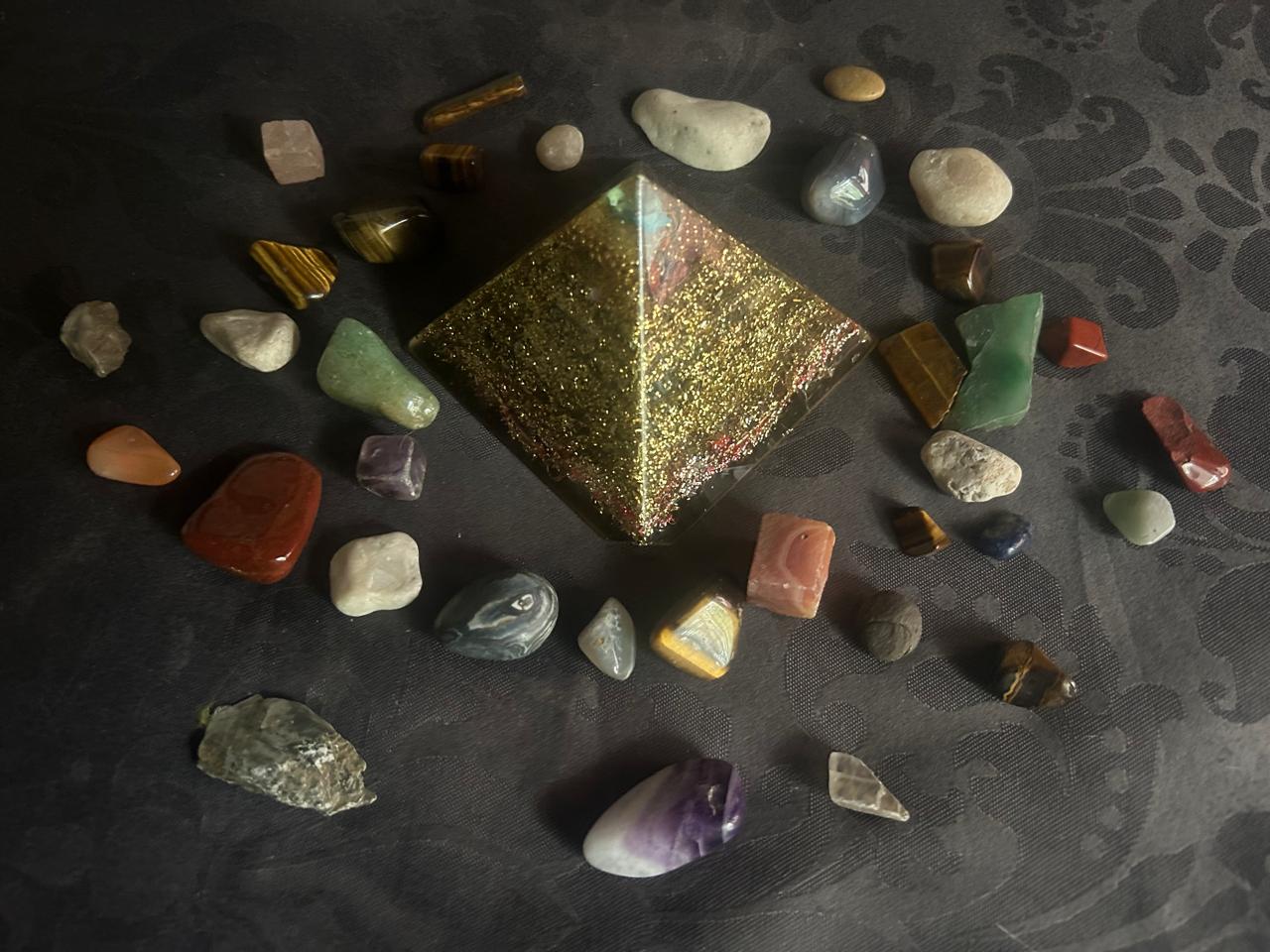 Golden Pyramid with Precious Stones